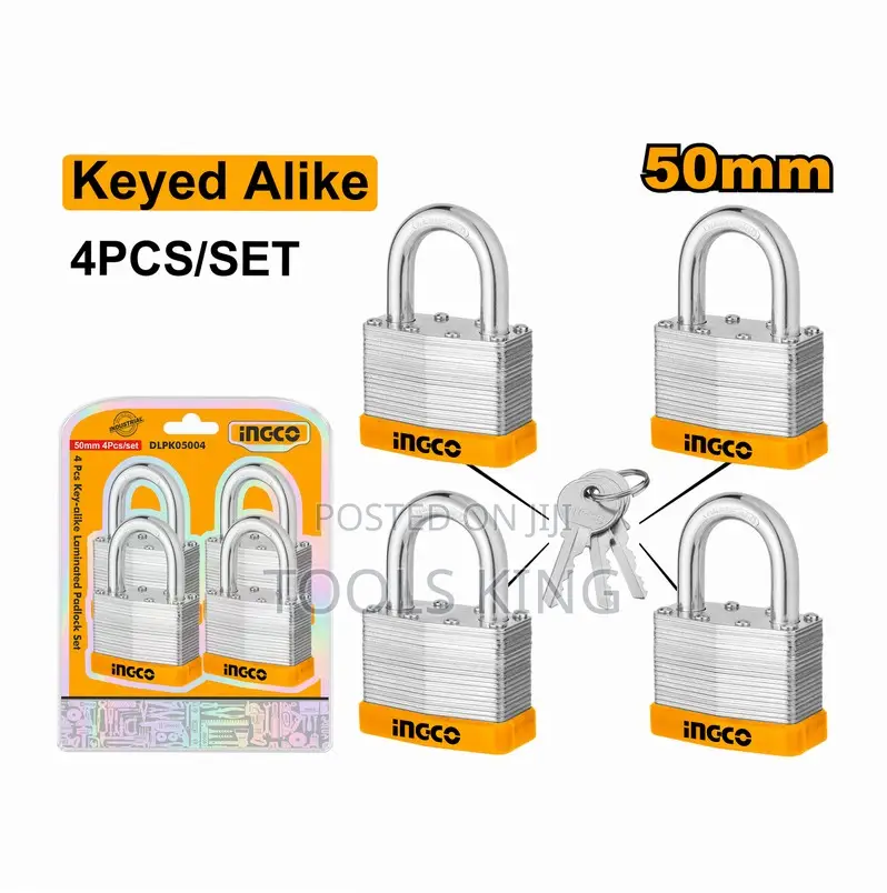 4pcs Keyalike Laminated Padlock Set 50mm - Dlpk05004