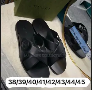 Gucci Interlocking G Slide Leather Sandals