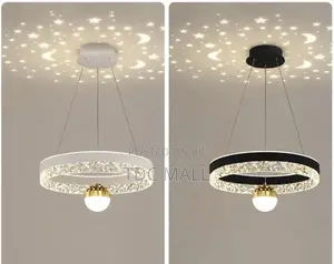 Modern Hanging Chandelier With Stars - Black Gold Color