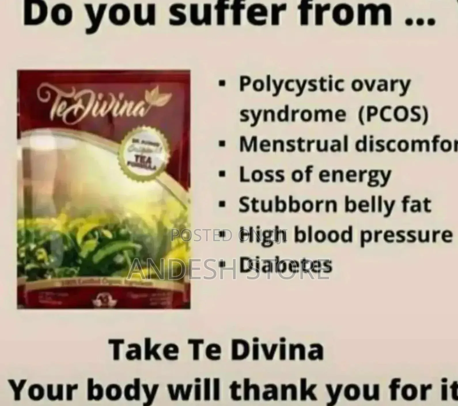 Tedivina Organic Tea From U.S.A For Stubborn Flat Tommy/Weight Lost