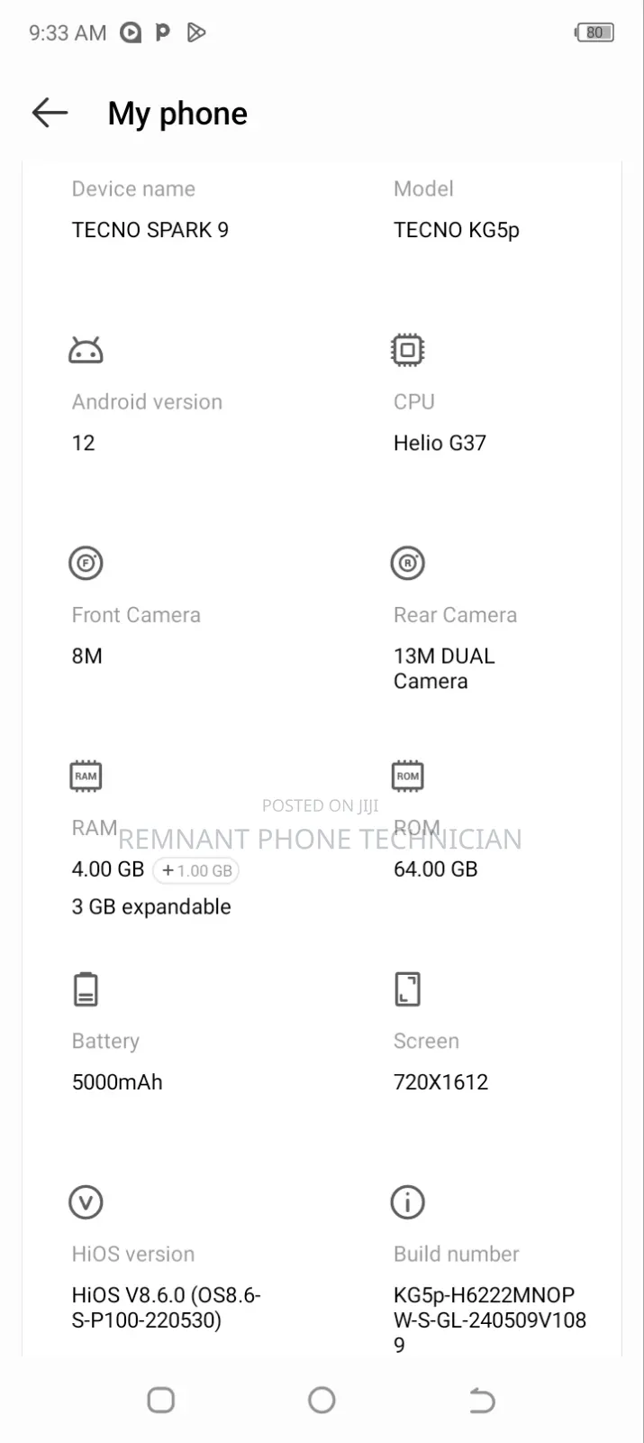 Tecno Spark 9 64 GB Gray