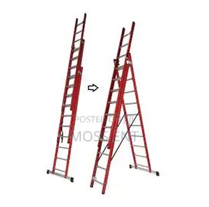 Ferral 3x17 Steps Fiberglass Red Triple 5 Slide Ladder - Fer-