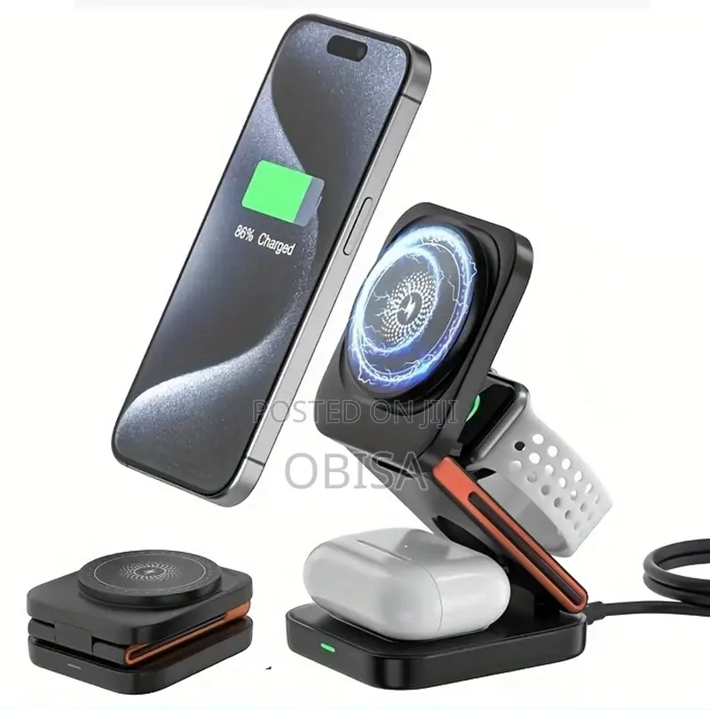Vertical Foldable Three-in-One Wireless Charger