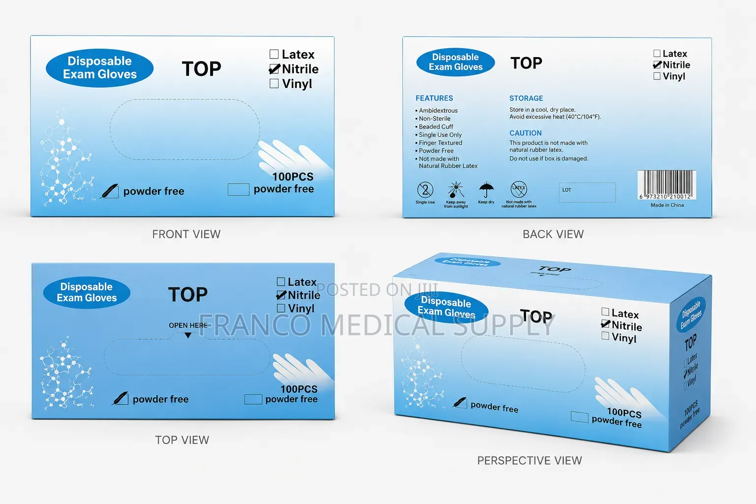 Disposable Nitrile Gloves (Powdered Free)