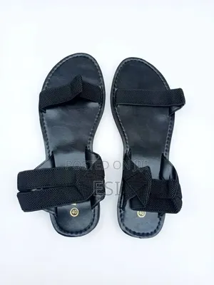 Classic Elastic Ladies Cross-strap Sandals-black- Sizes 36,40,41