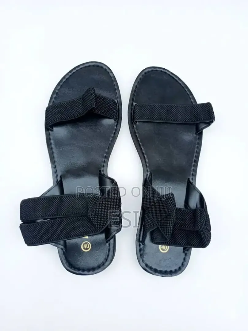 Classic Elastic Ladies Cross-strap Sandals-black- Sizes 36,40,41