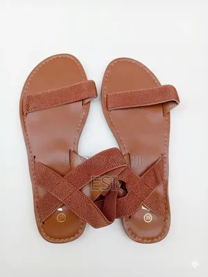 Elegant Ladies Cross-Strap-Sandals-Tan-Size 37