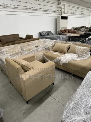 Modern Beige L-Shape Sofa Set With Cushions