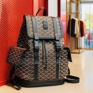 Solid Leather Goyard Unisex Luxury Backpack Work School Outings
