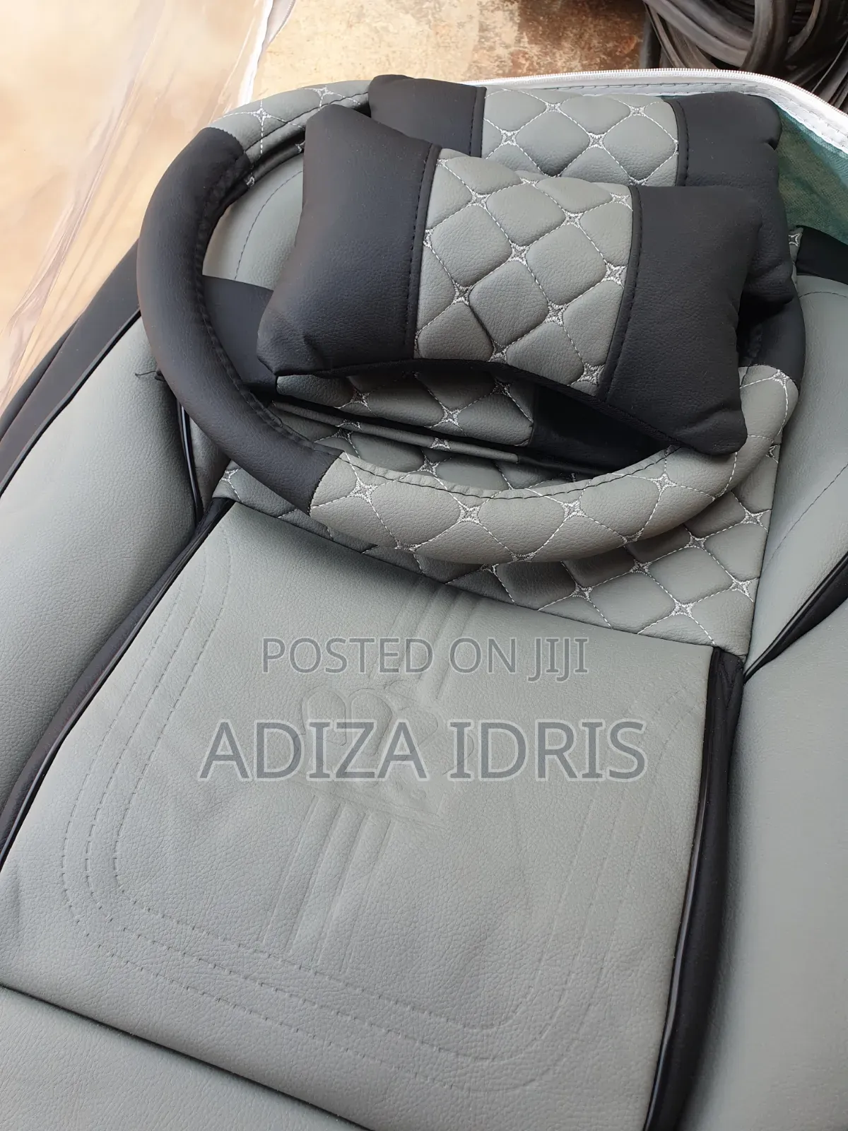 Luxury Car Seat Cover Black and Ash