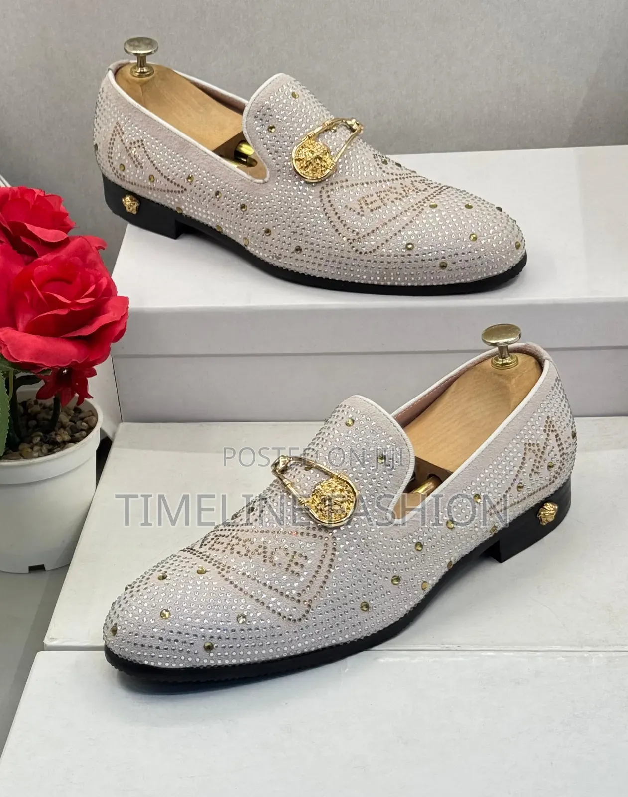 White With Gold Versace Men's Luxury Shoes Size 39/46