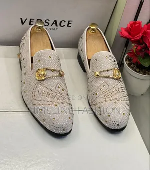 White With Gold Versace Men's Luxury Shoes Size 39/46