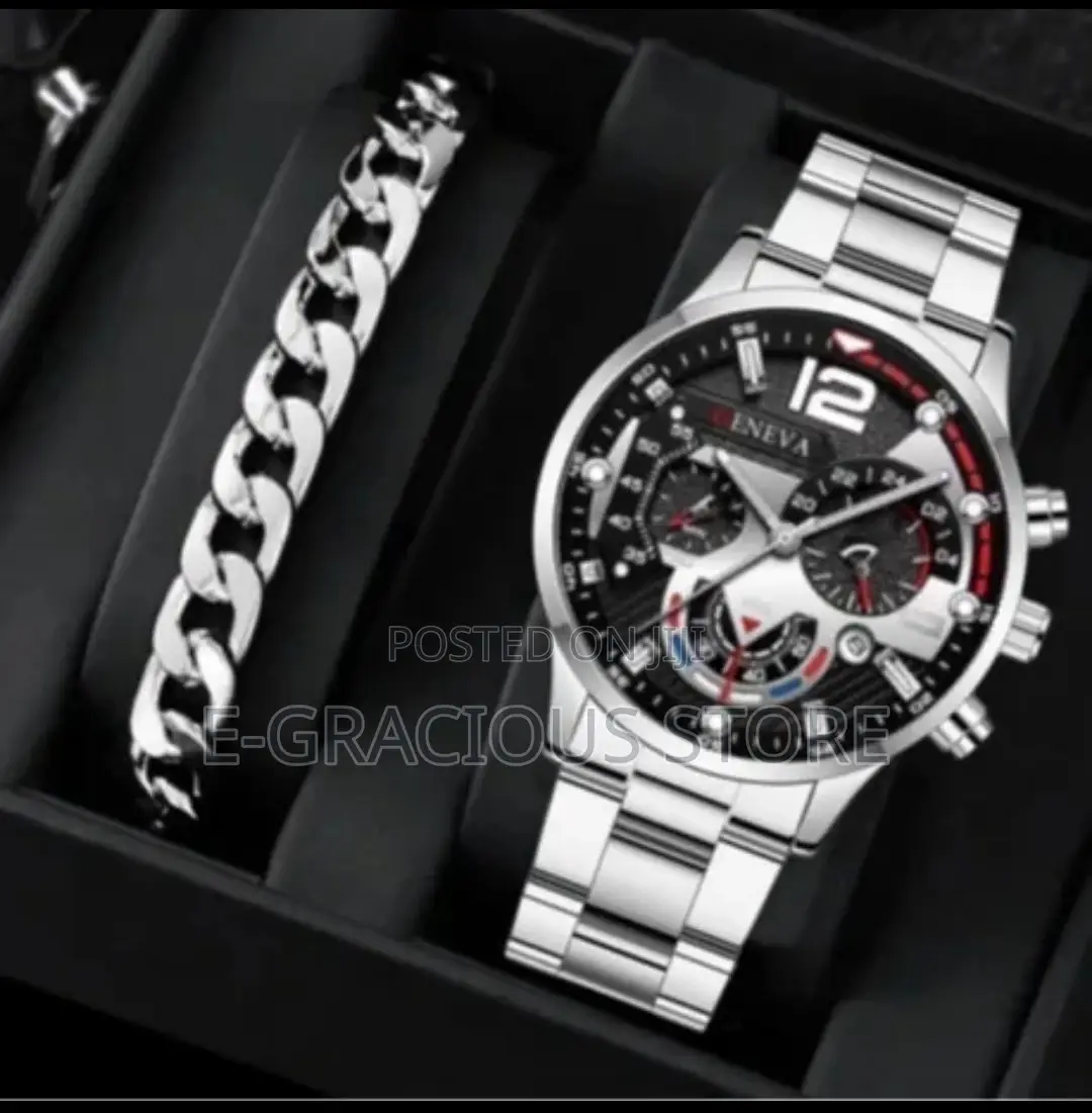 Luxury Geneva Men’S Wrist Watch Bracelet Set