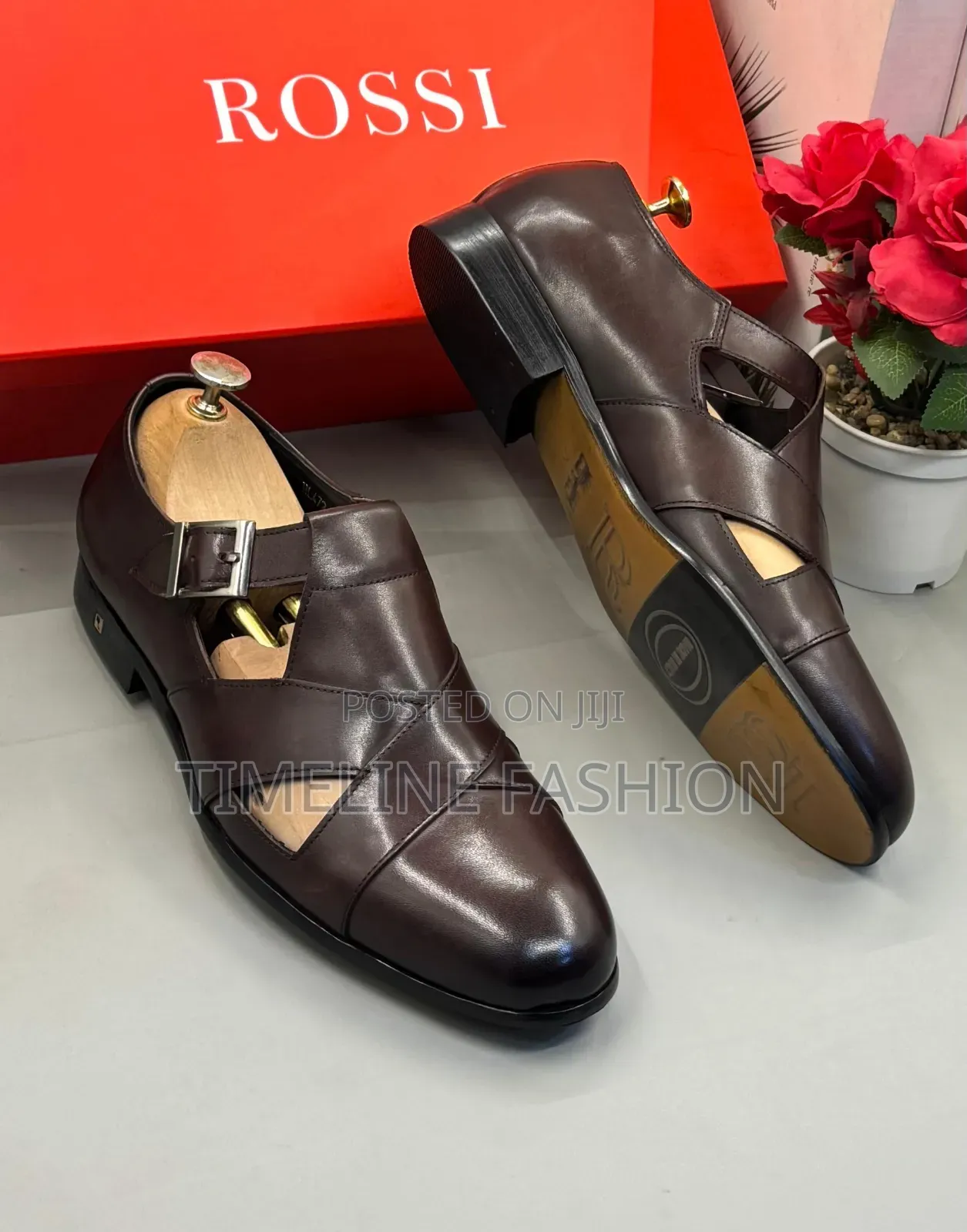 Genuine Leather Rossi Men's Shoes Sandals Coffee Colour
