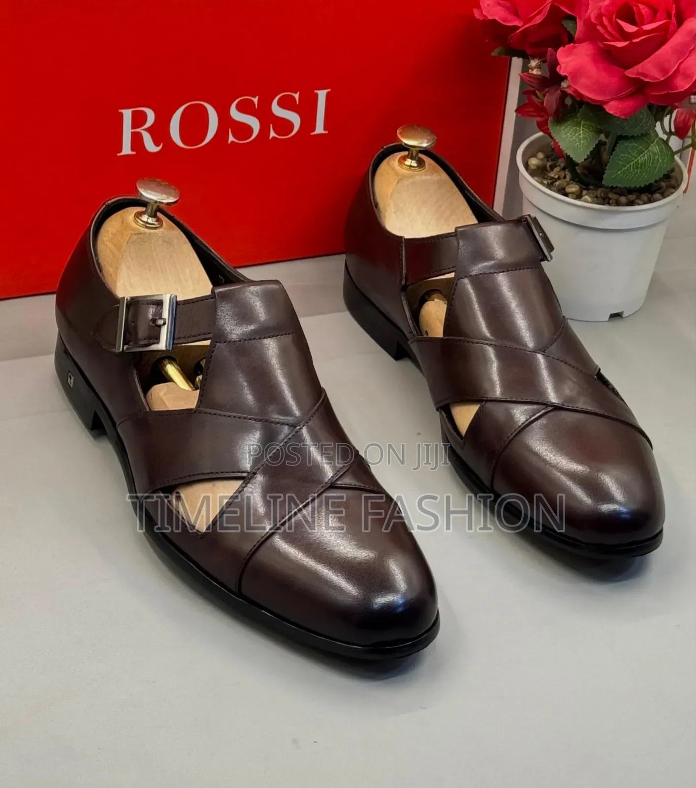 Genuine Leather Rossi Men's Shoes Sandals Coffee Colour