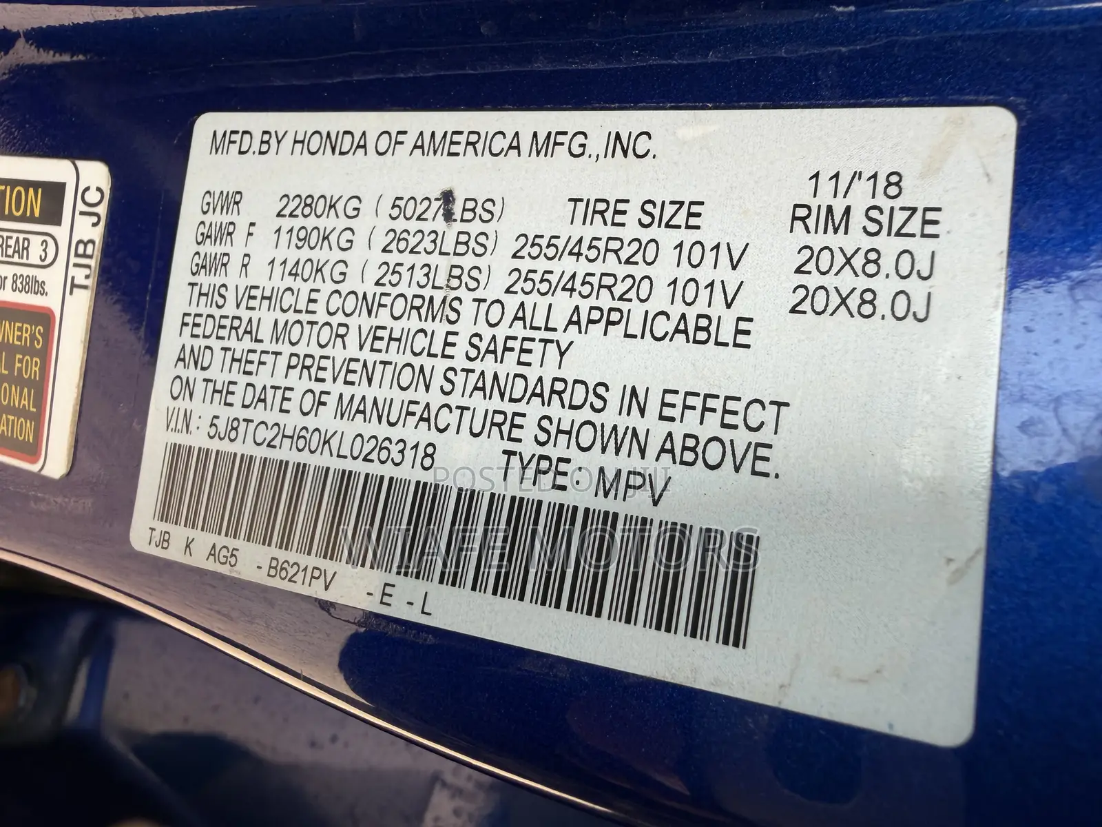 Acura RDX Base AWD 2019 Blue