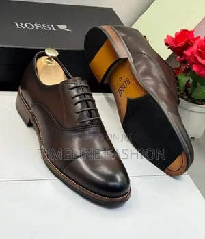 Quality Rossi Leather Shoes for Men Coffee Brown