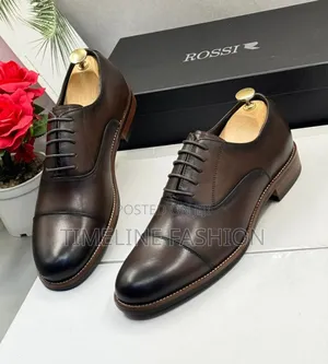 Quality Rossi Leather Shoes for Men Coffee Brown