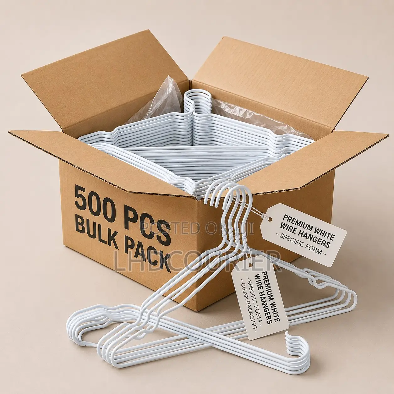 500pcs White Clothes Hangers in Box – Strong Durable