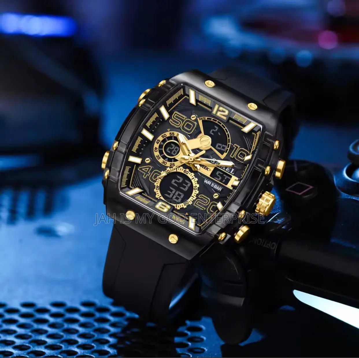 Smael Electronic Square Dual Display Waterproof Luminous Watch for Men