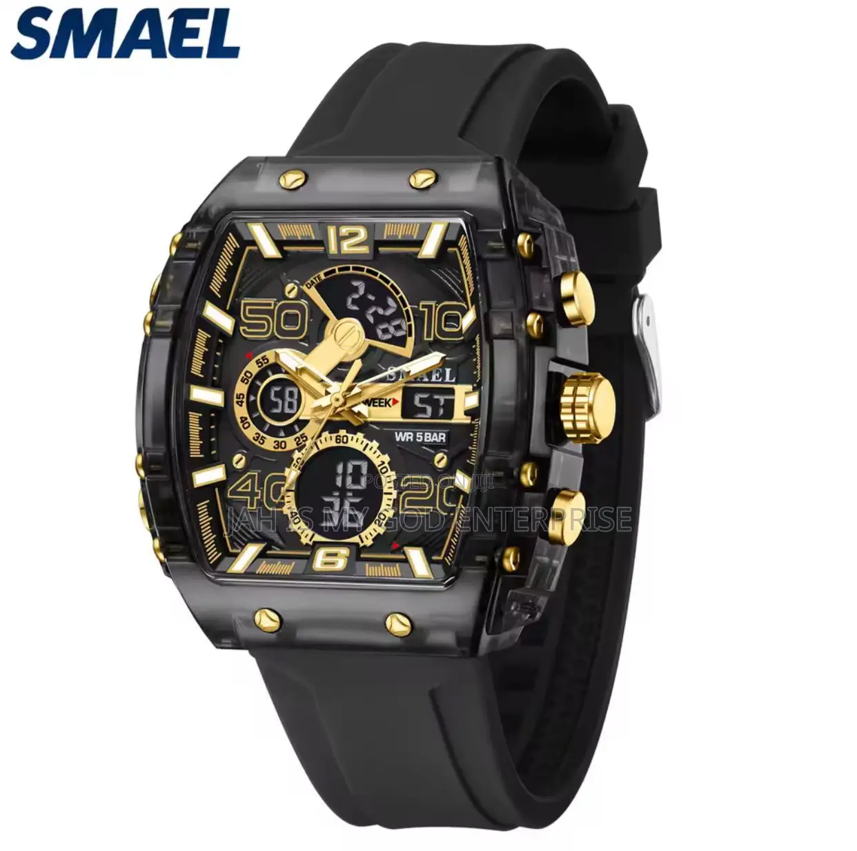 Smael Electronic Square Dual Display Waterproof Luminous Watch for Men