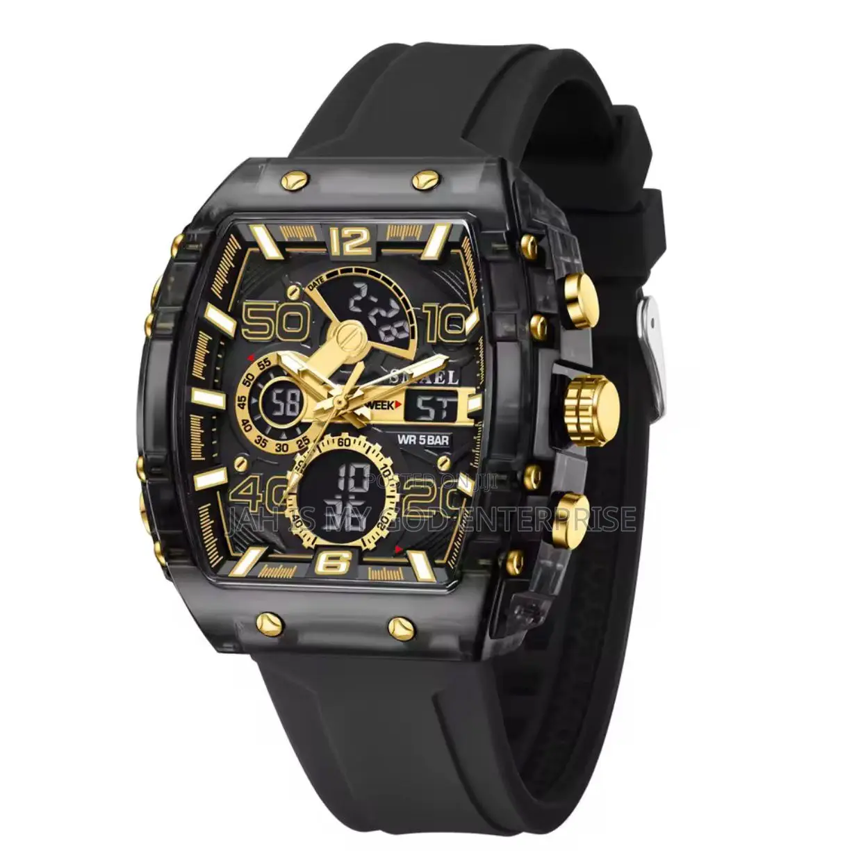 Smael Electronic Square Dual Display Waterproof Luminous Watch for Men