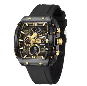 Smael Electronic Square Dual Display Waterproof Luminous Watch for Men