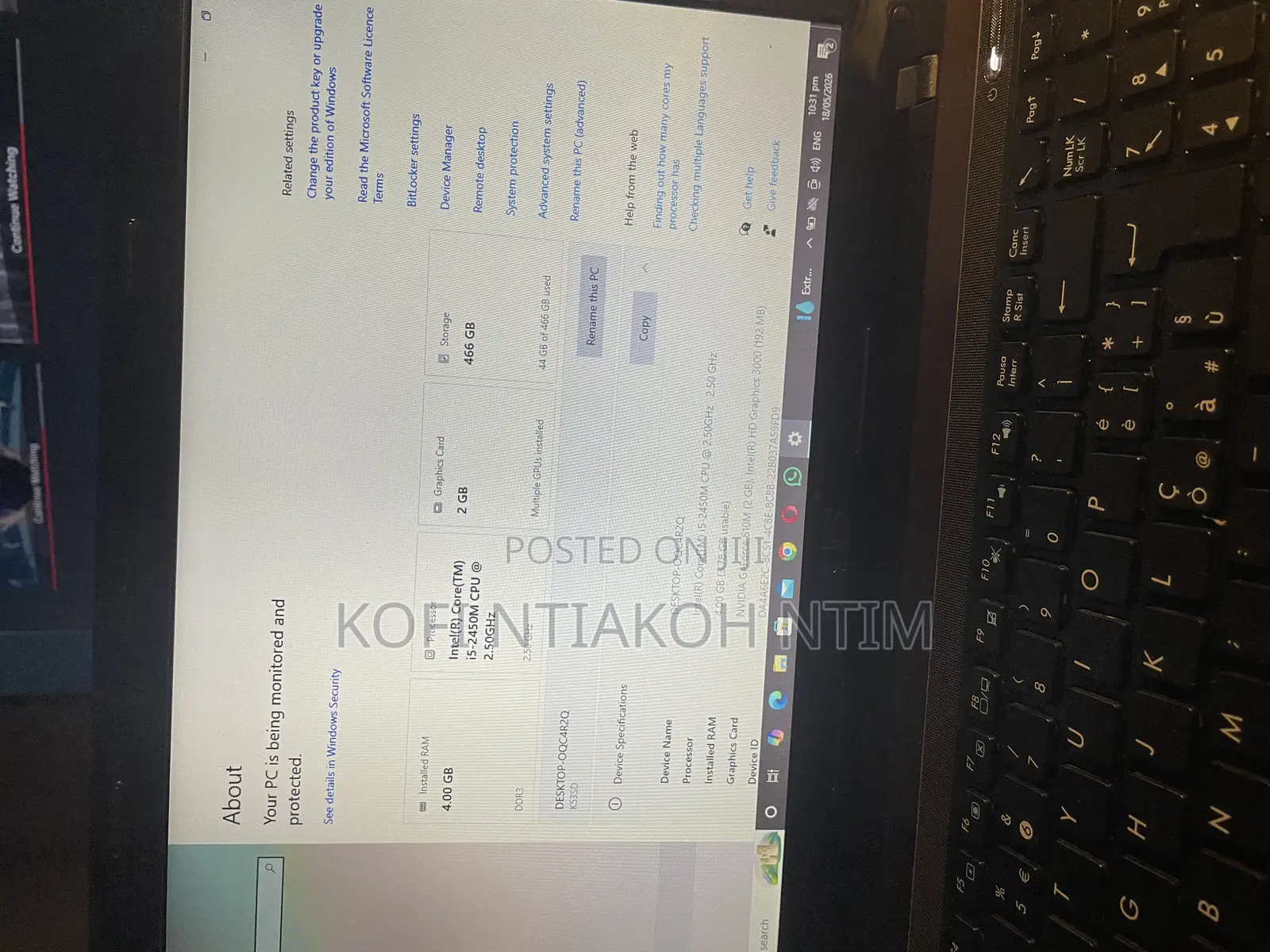 Laptop Asus ASUSPRO B9440UA 4GB Intel Core i7 HDD+SSD 640GB
