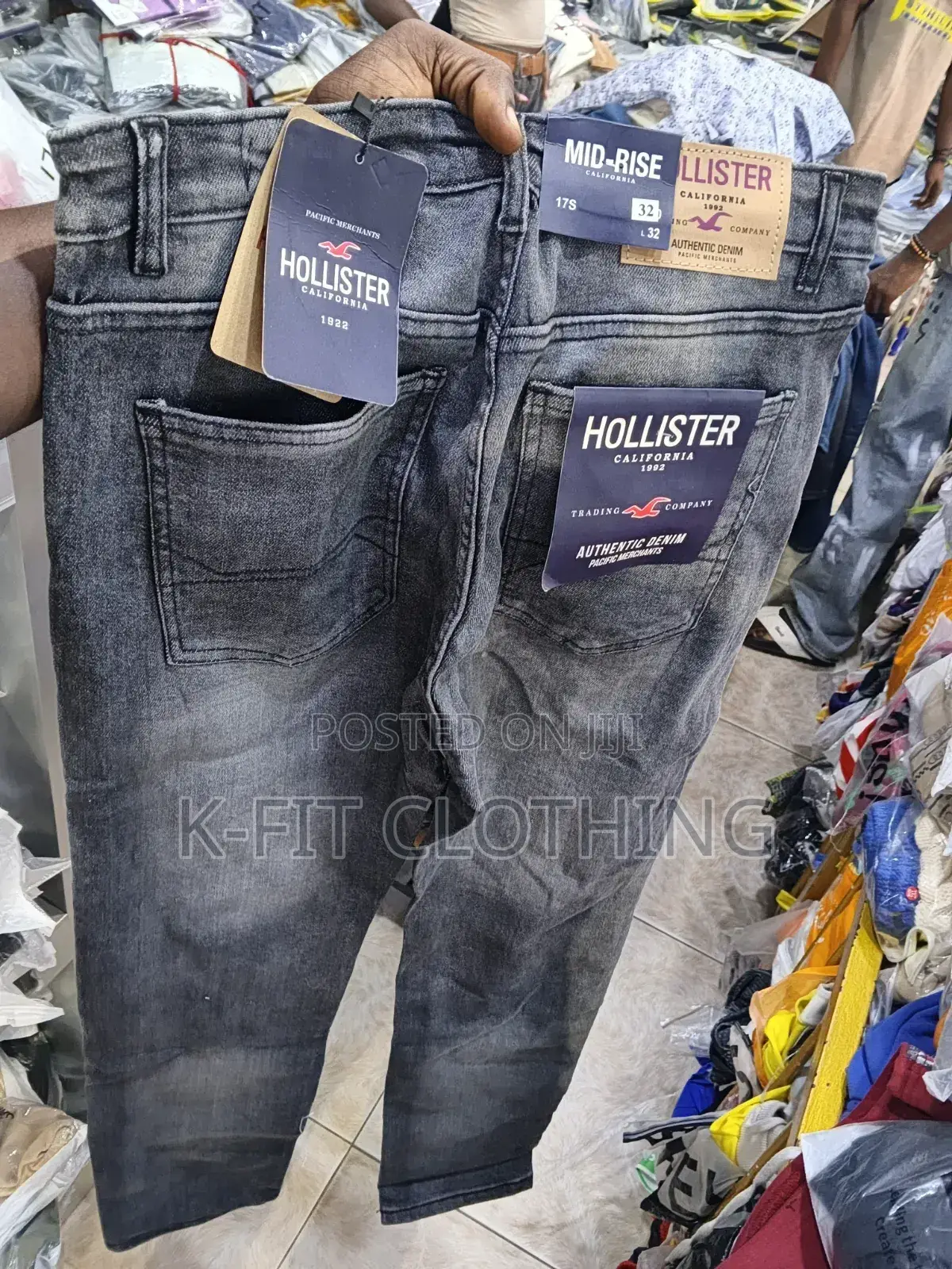 Men's Hollister Classic Stretch Jeans (Grey/Mid-Rise)