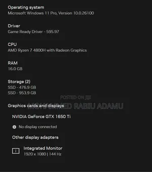 Laptop HP Omen 15 16GB AMD Ryzen 7 SSD 1.5T