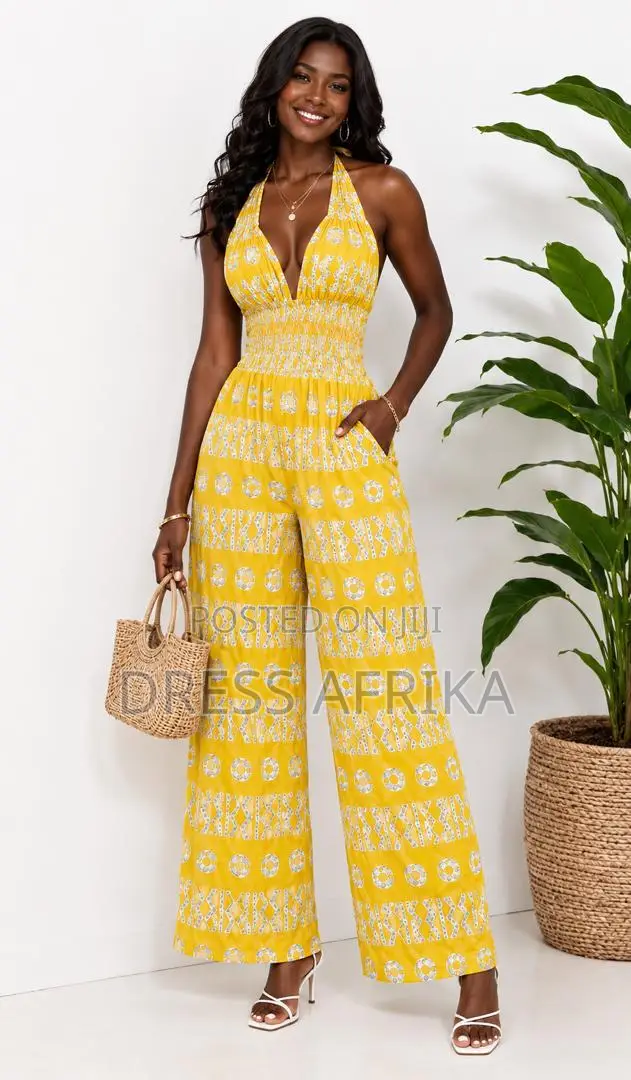 African Print Halter Jumpsuit