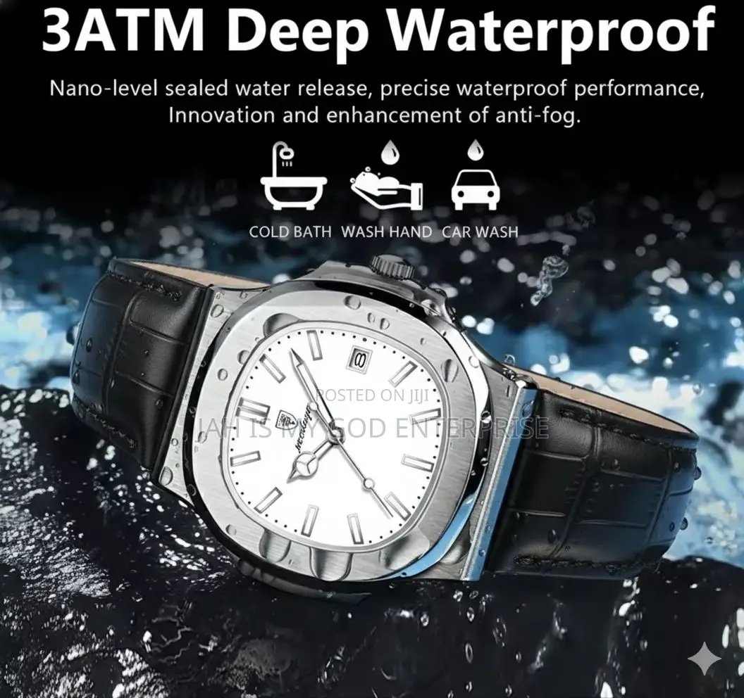Poedagar Square Waterproof Luminous Leather Men's Quartz Wristwatch