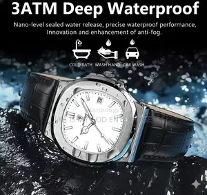 Poedagar Square Waterproof Luminous Leather Men's Quartz Wristwatch