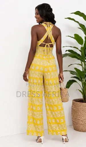 African Print Halter Jumpsuit