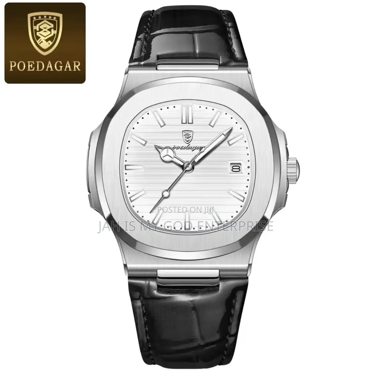 Poedagar Square Waterproof Luminous Leather Men's Quartz Wristwatch