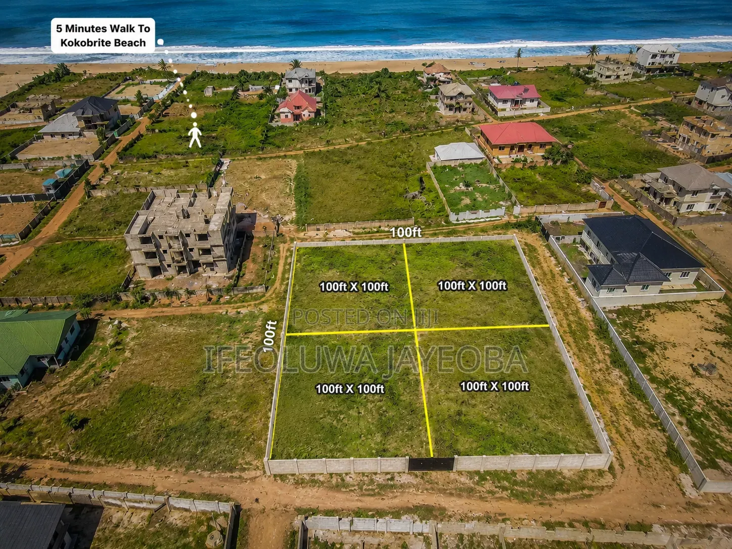 100 by 100 (Kokobrite Beach View) 4 Plots Accra Ghana
