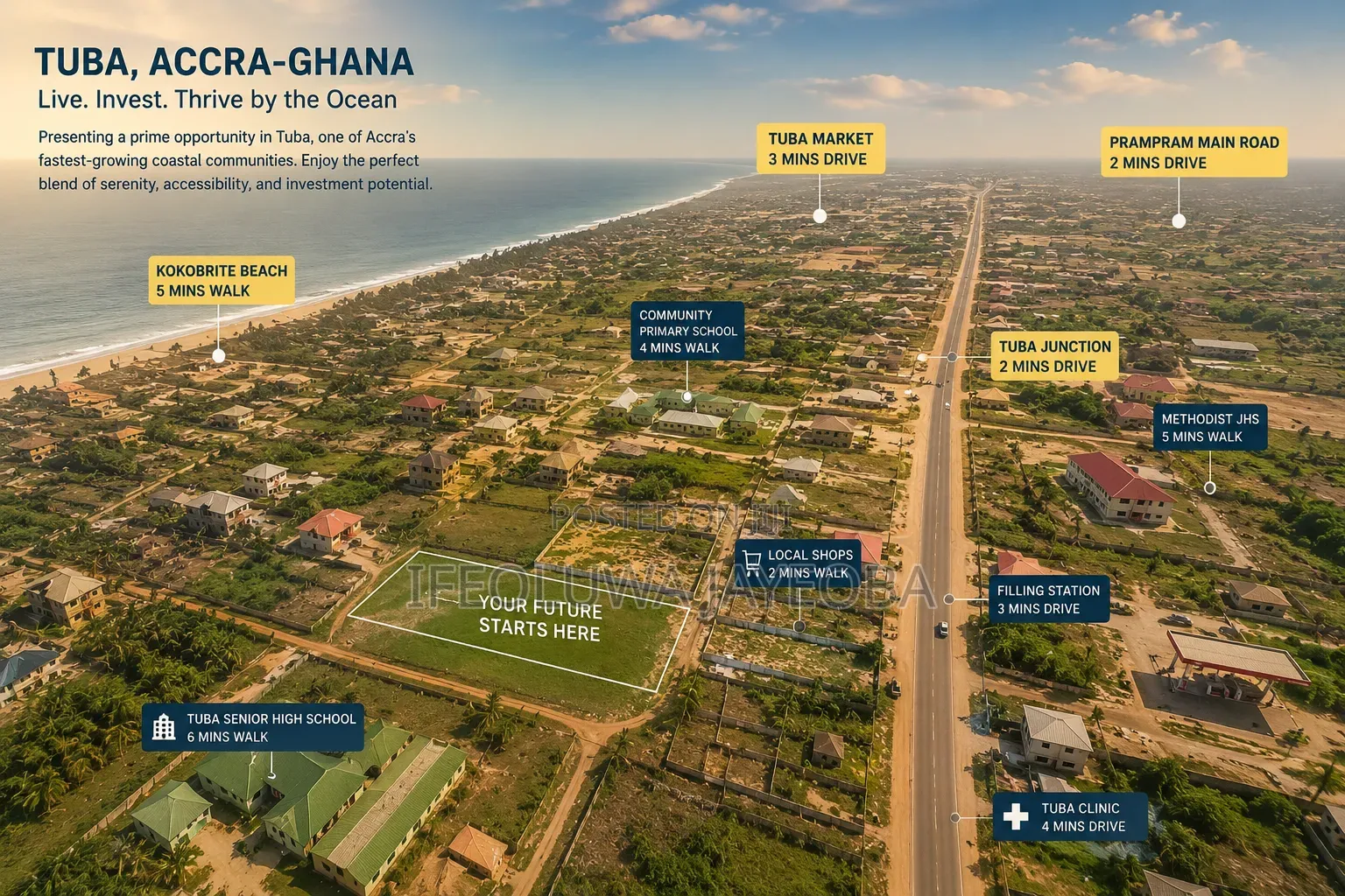 100 by 100 (Kokobrite Beach View) 4 Plots Accra Ghana