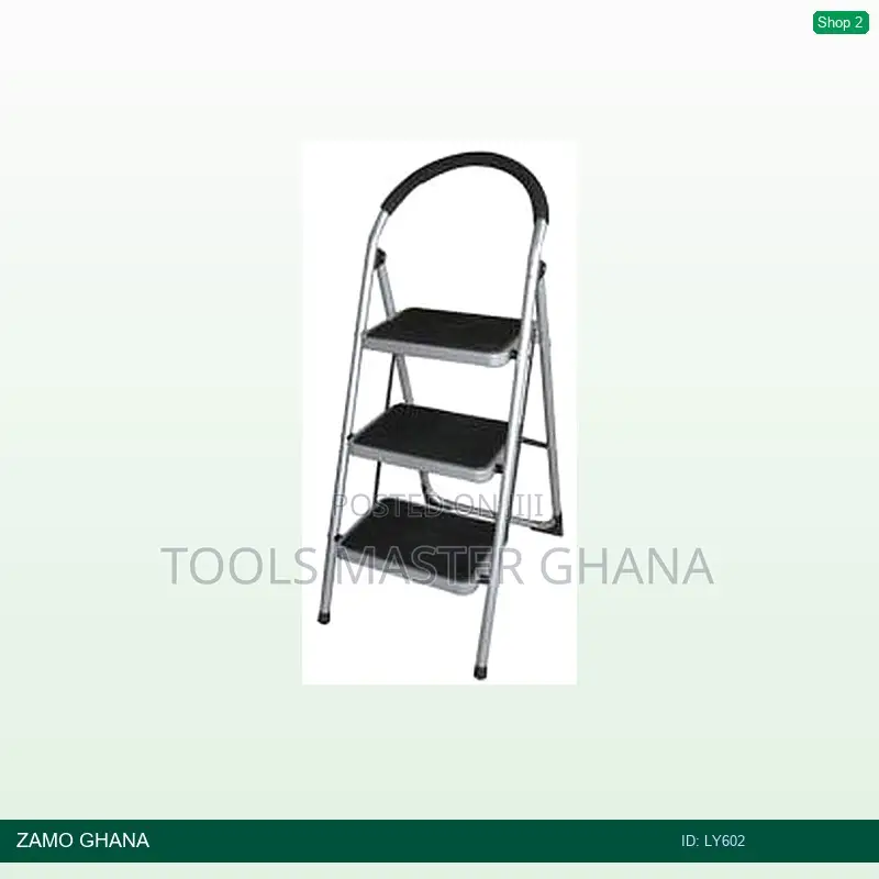 2 Steps Foldable Ladder Steel Black - Ly602