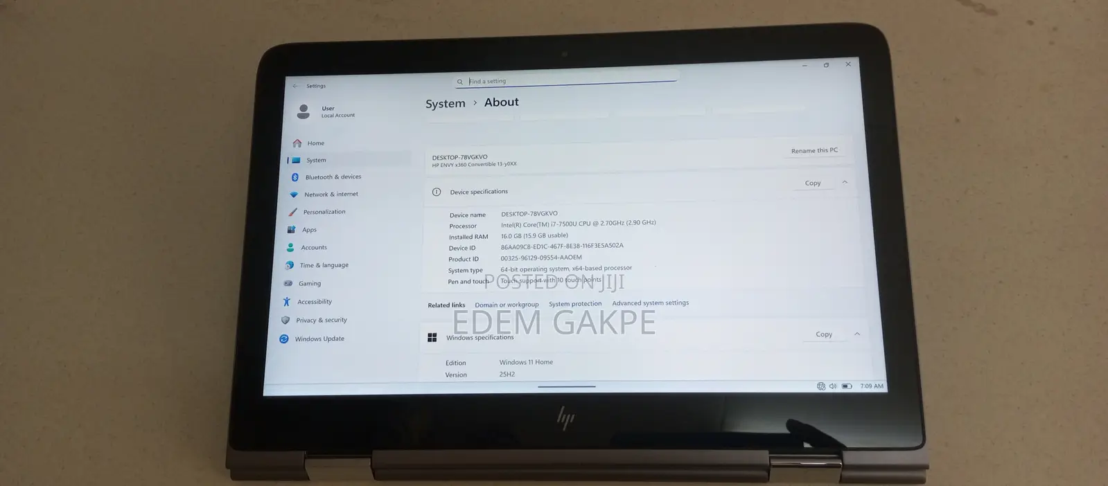 Laptop HP Envy 13 16GB Intel Core i7 SSD 256GB