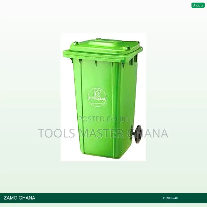 Plastic Dustbin 240l Medium Hdpe En840 Green - Bin-240