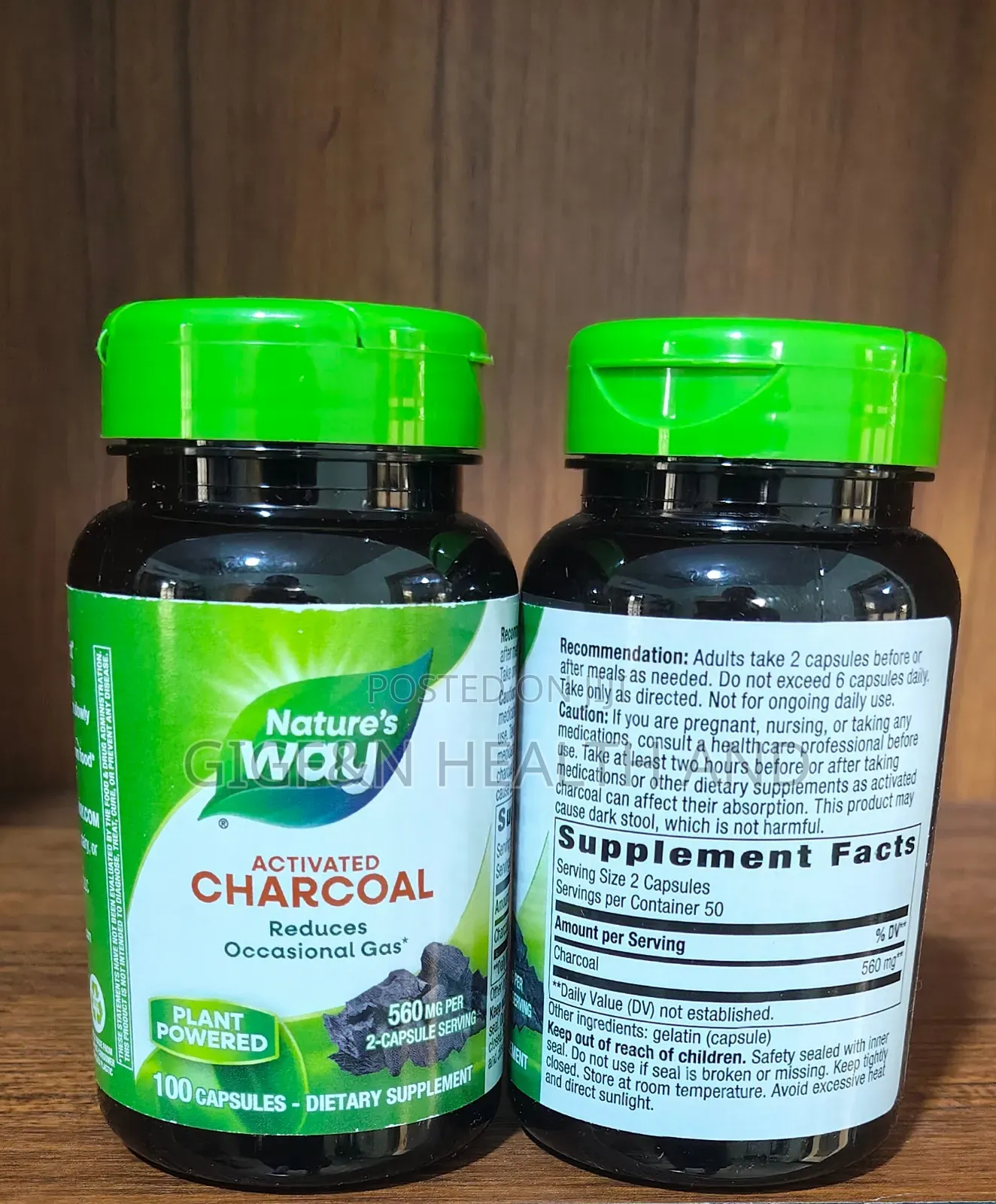 Activated Charcoal, 100 Capsules(280mg Per Capsules)-2030 Expiry