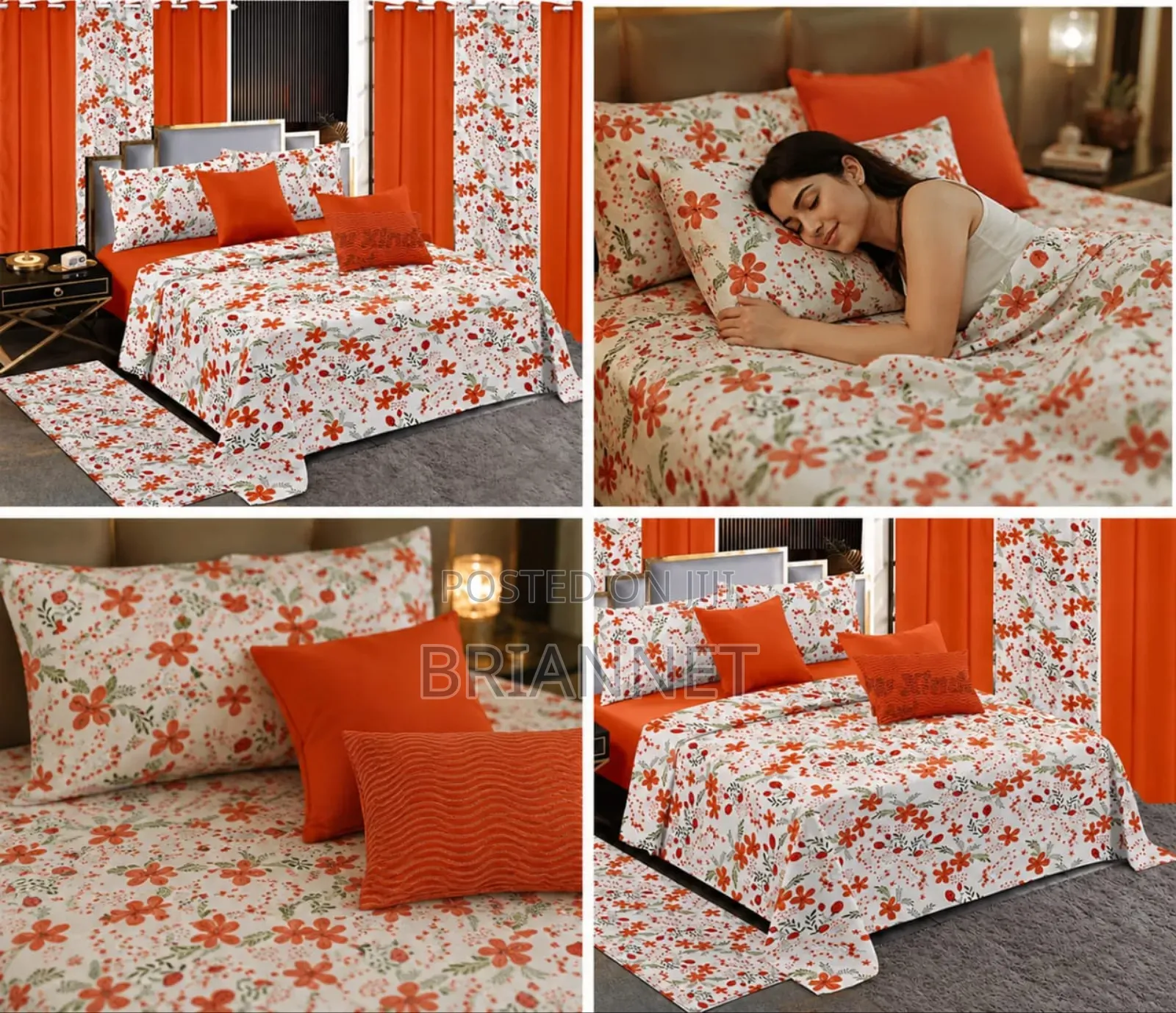 13-in-1 Floral Bedding Lightweight Flat Sheets Curtains Pillow Carpet
