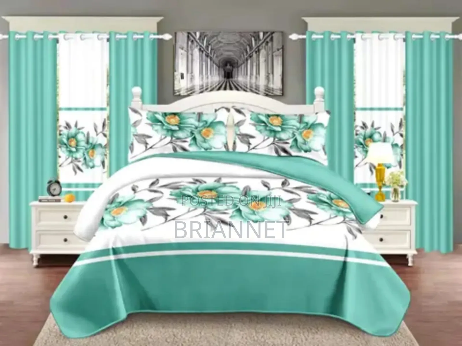 13-in-1 Floral Bedding Lightweight Flat Sheets Curtains Pillow Carpet