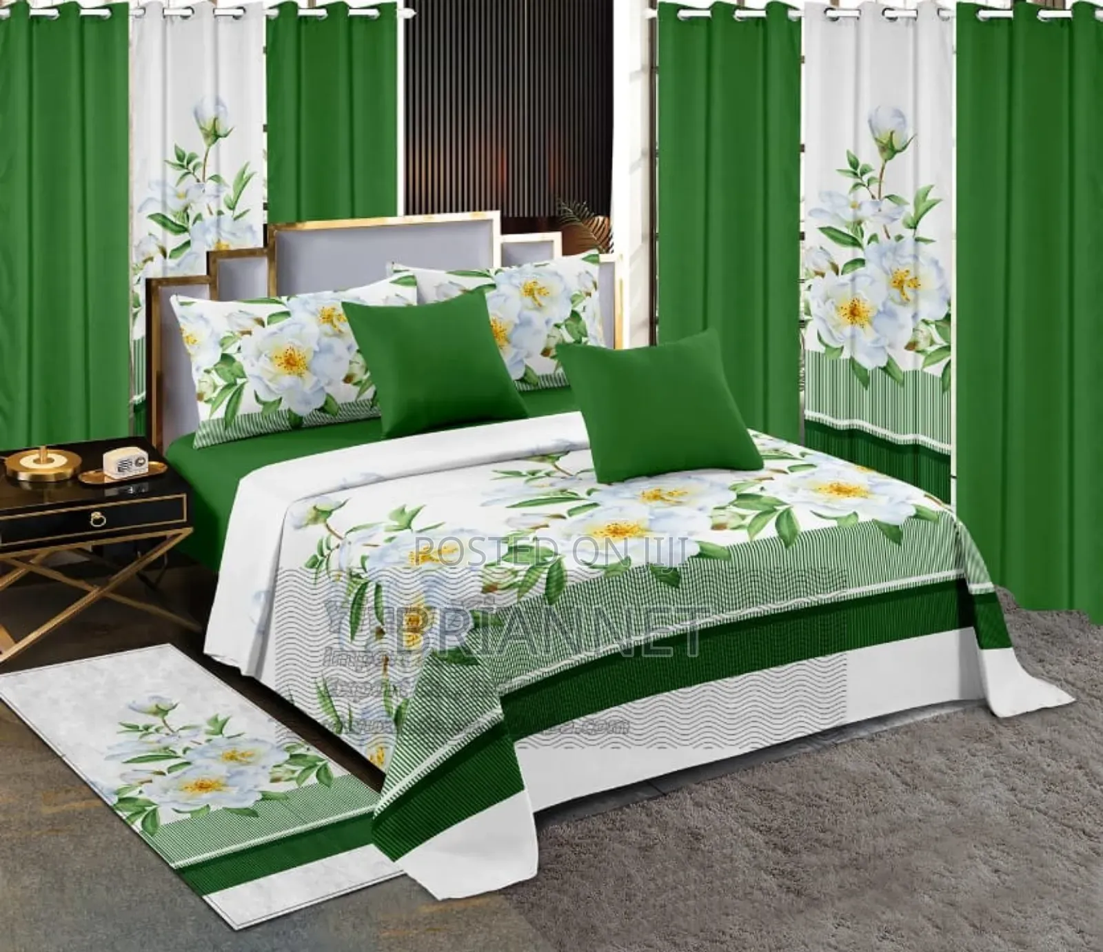 13-in-1 Floral Bedding Lightweight Flat Sheets Curtains Pillow Carpet