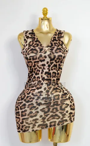 Leopard Print V-neck Bodycon Mini Dress