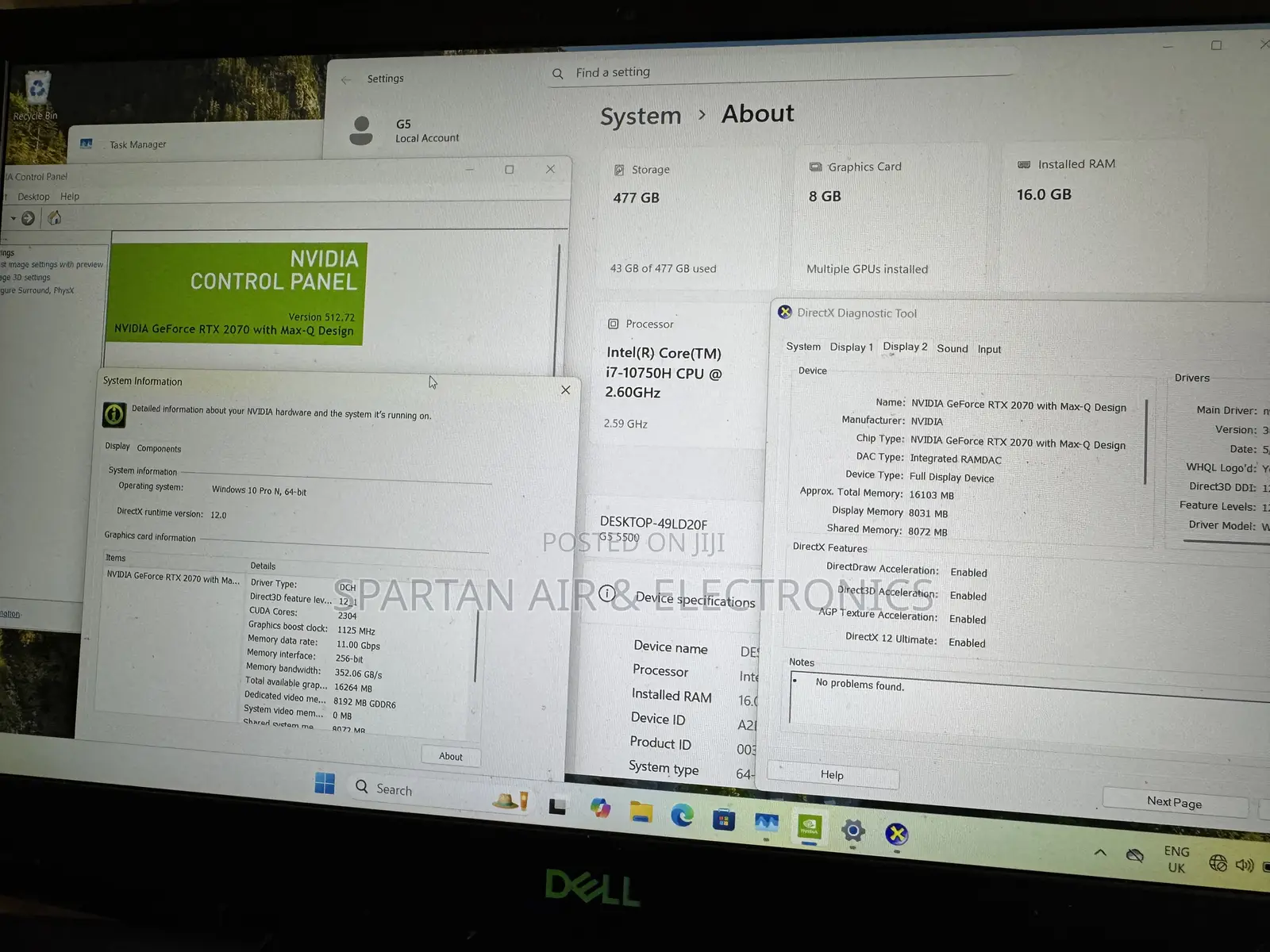 Laptop Dell G5 15 5590 16GB Intel Core i7 SSD 512GB