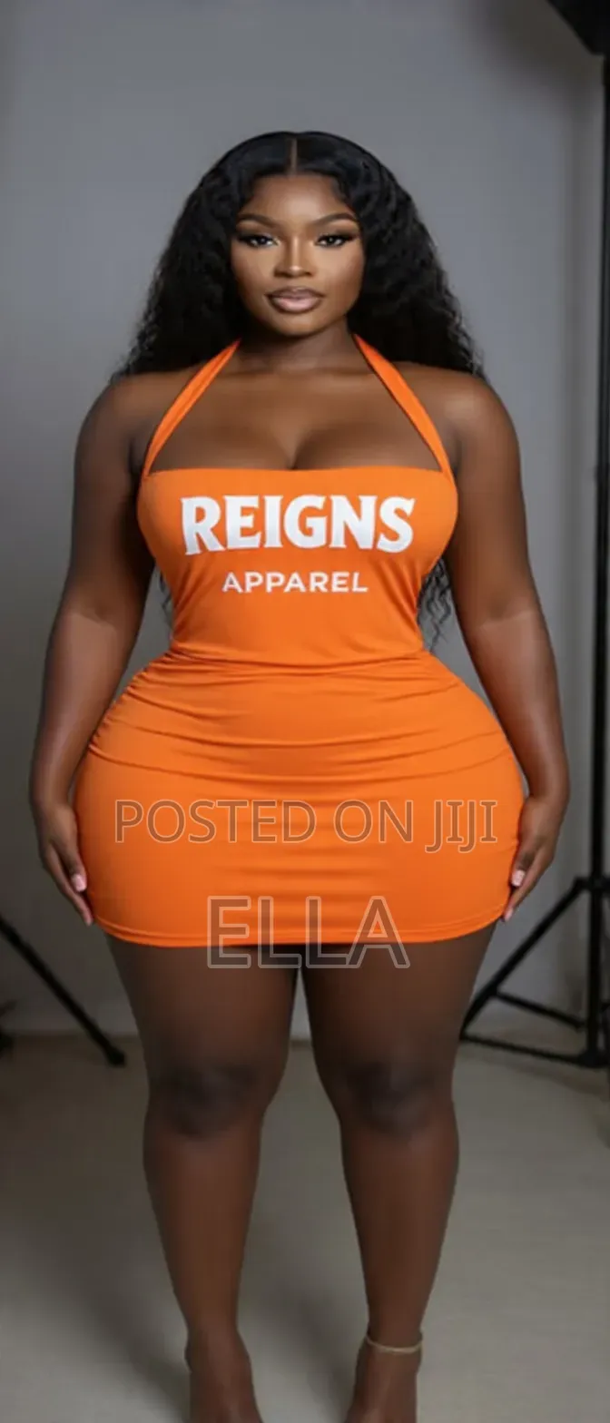 Orange Halter Ruched Bodycon Mini Dress