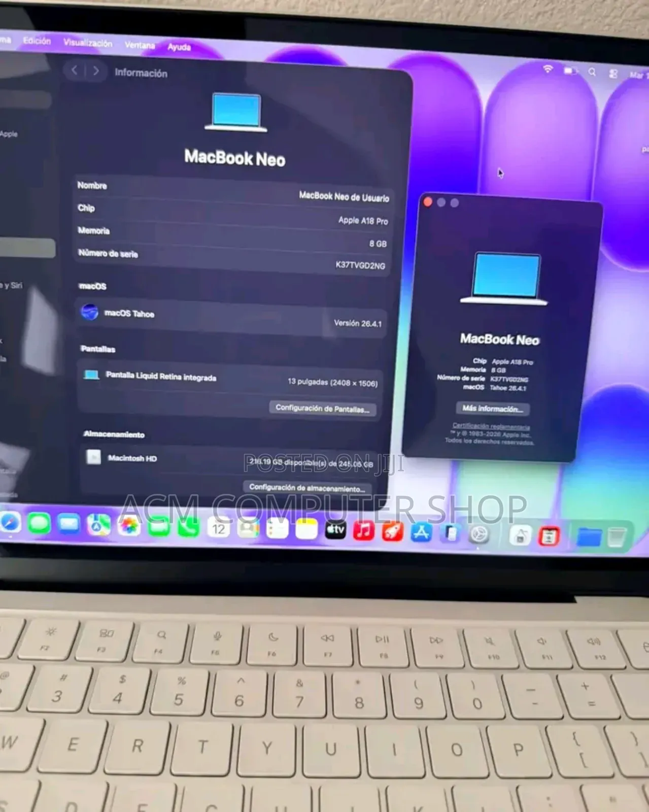 New Laptop Apple MacBook Neo 2026 8GB Apple M5 SSD 256GB
