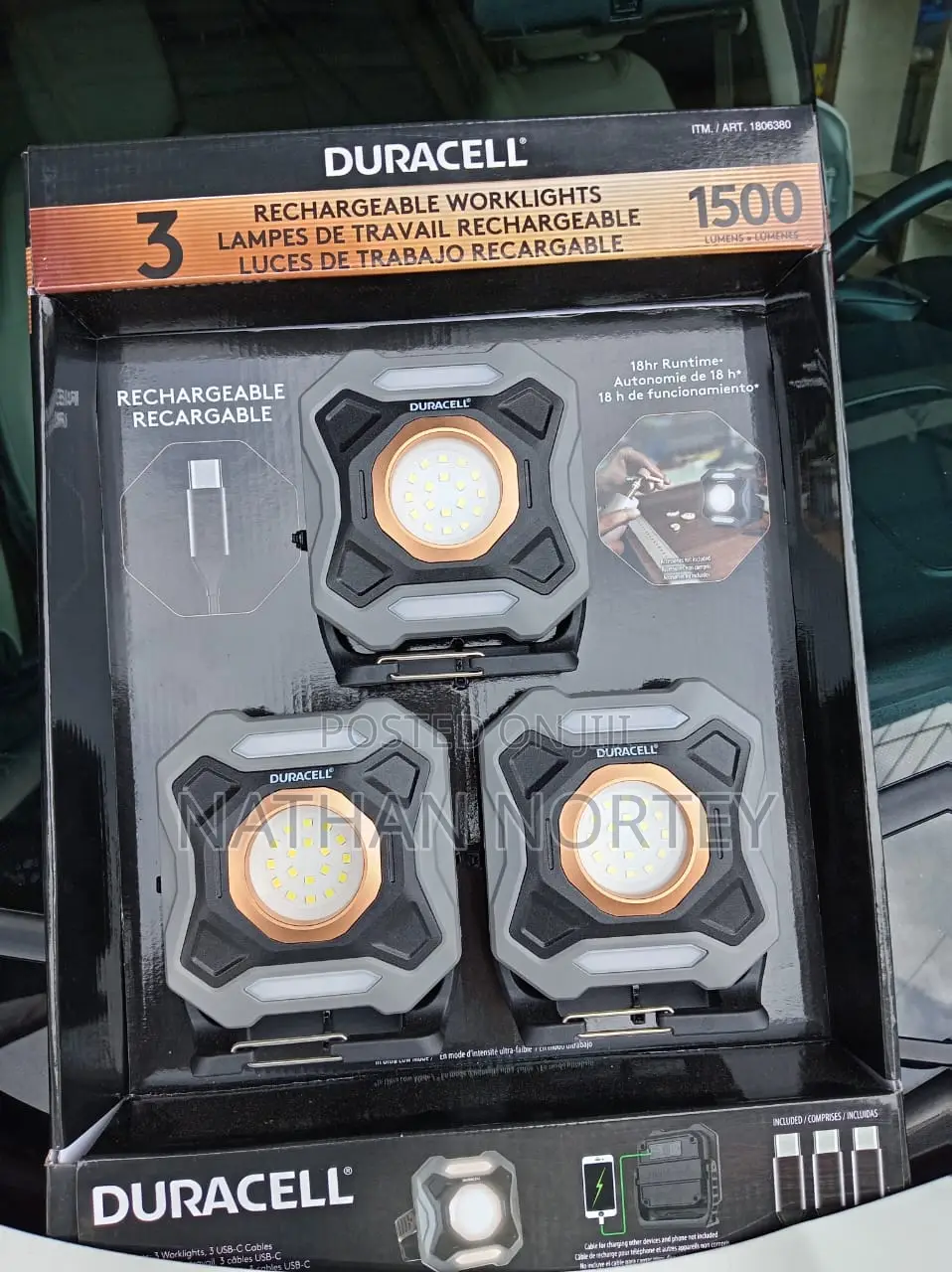 Duracell 3 Rechargeable Work Lamps