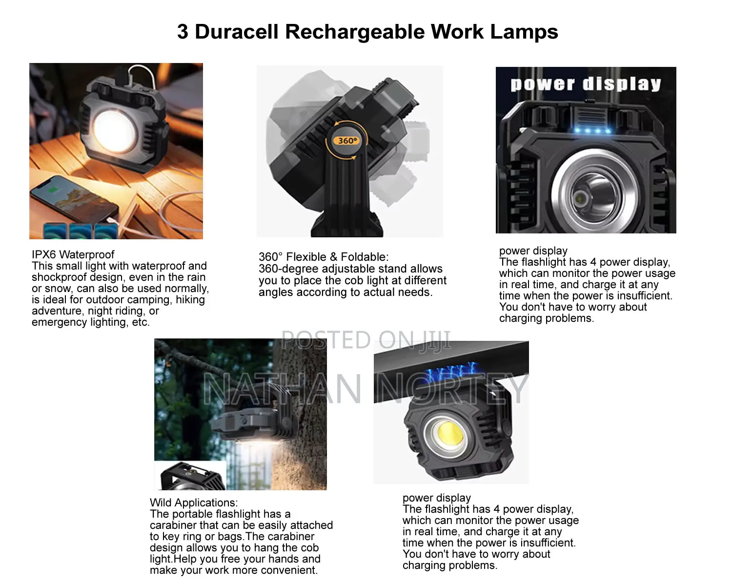 Duracell 3 Rechargeable Work Lamps